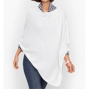 Talbots Asymmetrical Modal blend Lightweight Knit Poncho Shawl White 2X 3X